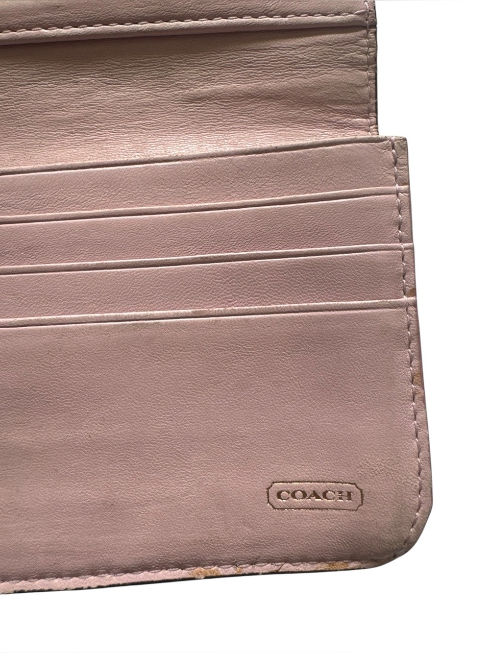 Coach Madison Brown Leather Wallet Gold Horse & Carriage Pink Interior **FAIR** - Picture 7 of 10